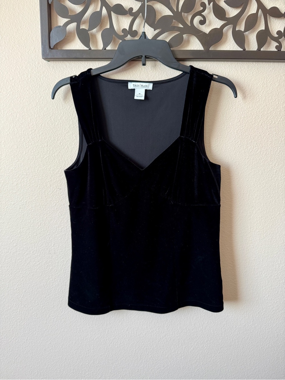 White House Black Market Black Velvet V-Neck Tank